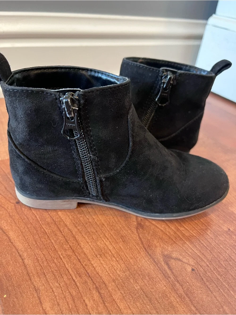 Girls Black Ankle Booties with Comfortable Zip Closure